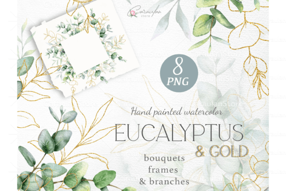 Download Gold Eucalyptus Watercolor Clipart - Eucalyptus watercolor Collection