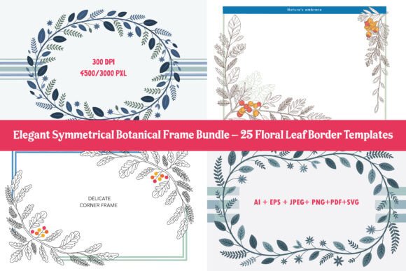 Download 25 Floral Leaf Border Template Pack - Border Collection