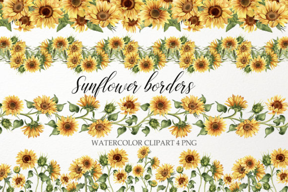 Download Sunflower Border Clipart. Watercolor PNG - Border Collection