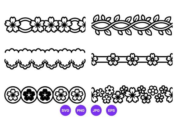 Download Floral Border Line Art Vector Patterns - Border Collection